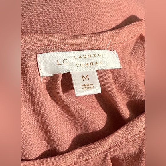 LC Lauren Conrad Dusty Rose Blouse with Lace Hem - Picture 3 of 4